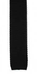 Black Solid Silk Knit Tie